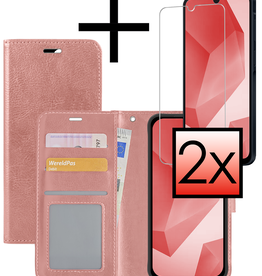 NoXx NoXx Samsung Galaxy A16 Hoesje Bookcase Met 2x Screenprotector - Rose Goud