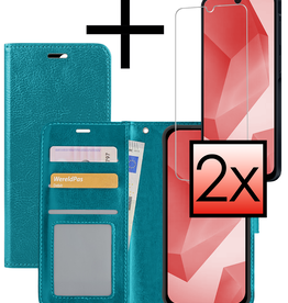 NoXx NoXx Samsung Galaxy A16 Hoesje Bookcase Met 2x Screenprotector - Turquoise