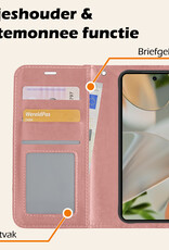 Nomfy Hoesje Geschikt voor Google Pixel 9 Hoesje Book Case Hoes Portemonnee Cover Walletcase Met 2x Screenprotector - Hoes Geschikt voor Google Pixel 9 Hoes Bookcase Hoesje - Rosé goud