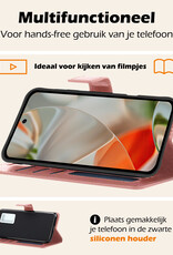 Nomfy Hoesje Geschikt voor Google Pixel 9 Hoesje Book Case Hoes Portemonnee Cover Walletcase Met 2x Screenprotector - Hoes Geschikt voor Google Pixel 9 Hoes Bookcase Hoesje - Rosé goud