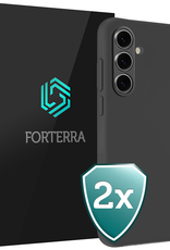 Forterra Hoesje Geschikt voor Samsung S24 FE Case Siliconen Hoes - Hoes Geschikt voor Samsung Galaxy S24 FE Hoesje Back Cover - Zwart - 2 PACK