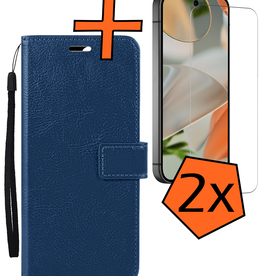 Nomfy Nomfy Google Pixel 9 Hoesje Bookcase Met 2x Screenprotector - Donkerblauw