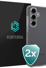 Forterra Hoesje Geschikt voor Samsung S24 FE Case Siliconen Hoes - Hoes Geschikt voor Samsung Galaxy S24 FE Hoesje Back Cover - Transparant - 2 PACK