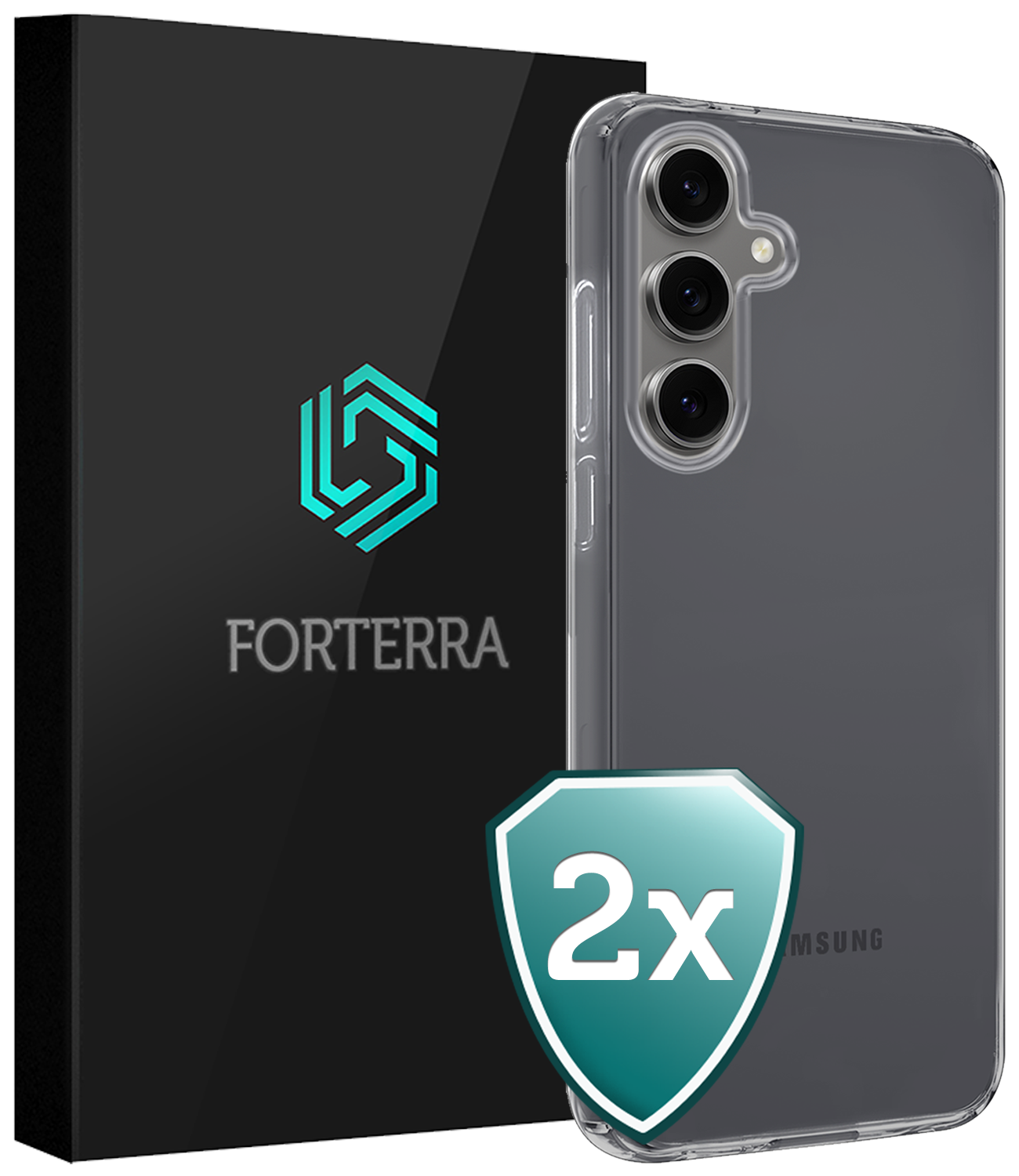 Forterra Hoesje Geschikt voor Samsung S24 FE Case Siliconen Hoes - Hoes Geschikt voor Samsung Galaxy S24 FE Hoesje Back Cover - Transparant - 2 PACK