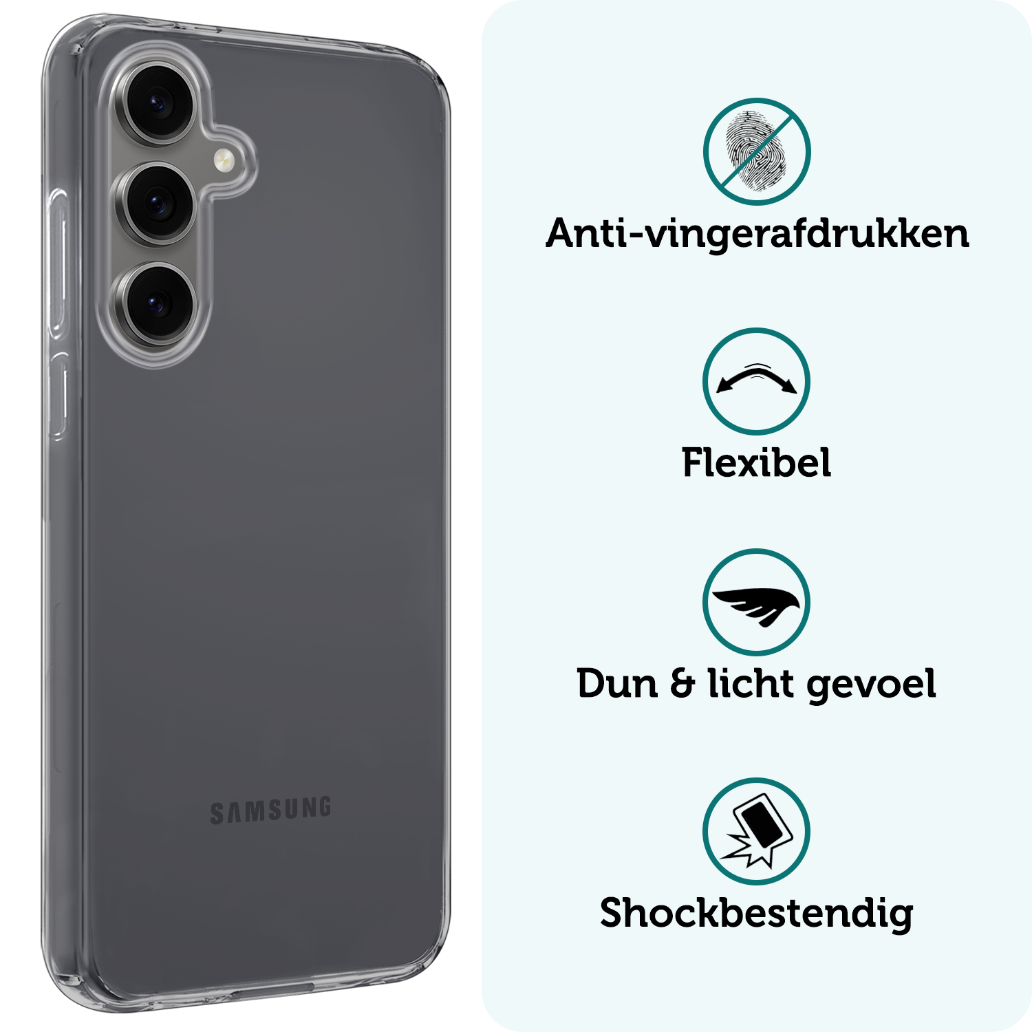 Forterra Hoesje Geschikt voor Samsung S24 FE Case Siliconen Hoes - Hoes Geschikt voor Samsung Galaxy S24 FE Hoesje Back Cover - Transparant - 2 PACK