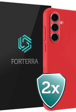 Forterra Hoesje Geschikt voor Samsung S24 FE Case Siliconen Hoes - Hoes Geschikt voor Samsung Galaxy S24 FE Hoesje Back Cover - Rood - 2 PACK