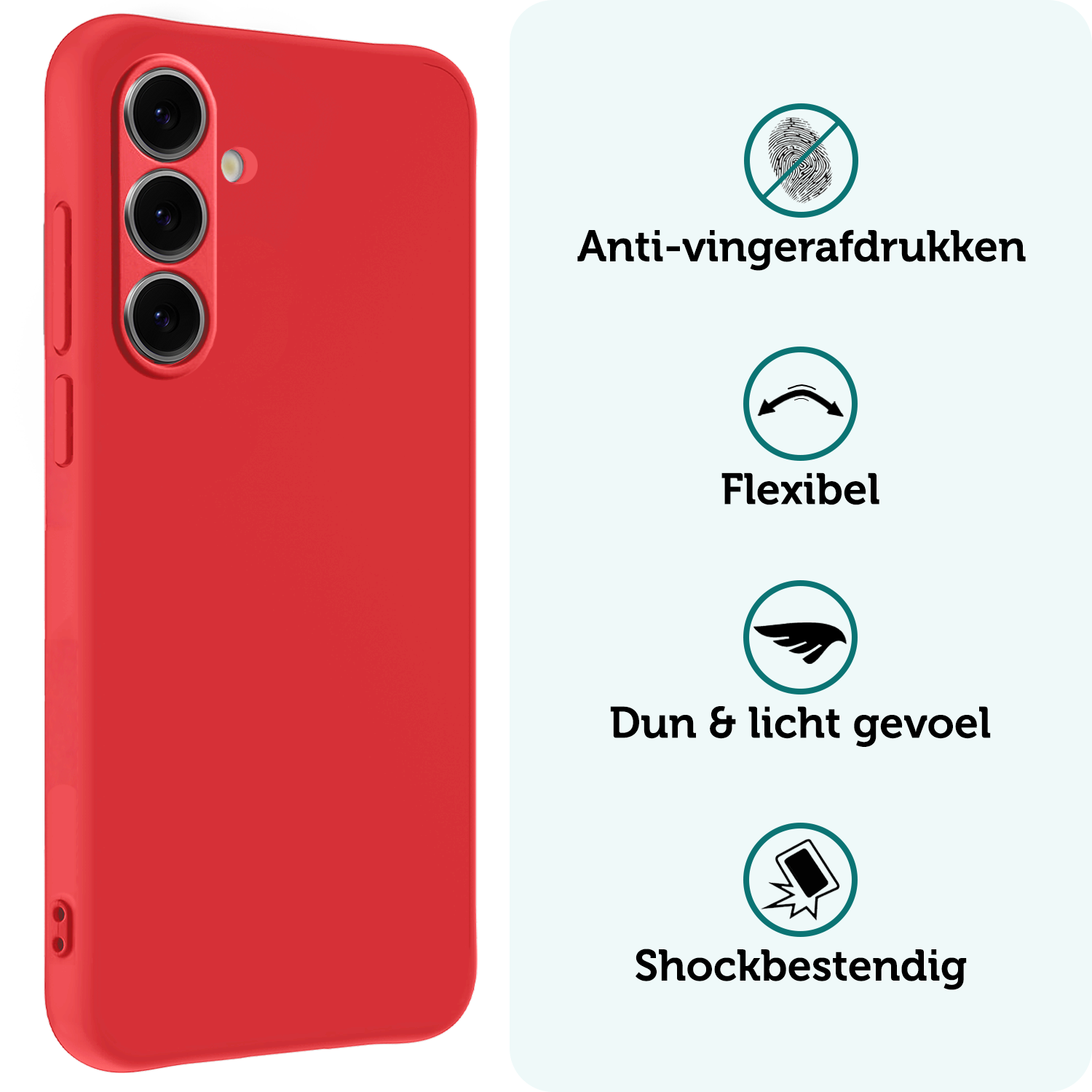 Forterra Hoesje Geschikt voor Samsung S24 FE Case Siliconen Hoes - Hoes Geschikt voor Samsung Galaxy S24 FE Hoesje Back Cover - Rood - 2 PACK