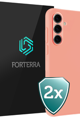 Forterra Hoesje Geschikt voor Samsung S24 FE Case Siliconen Hoes - Hoes Geschikt voor Samsung Galaxy S24 FE Hoesje Back Cover - Perzik - 2 PACK