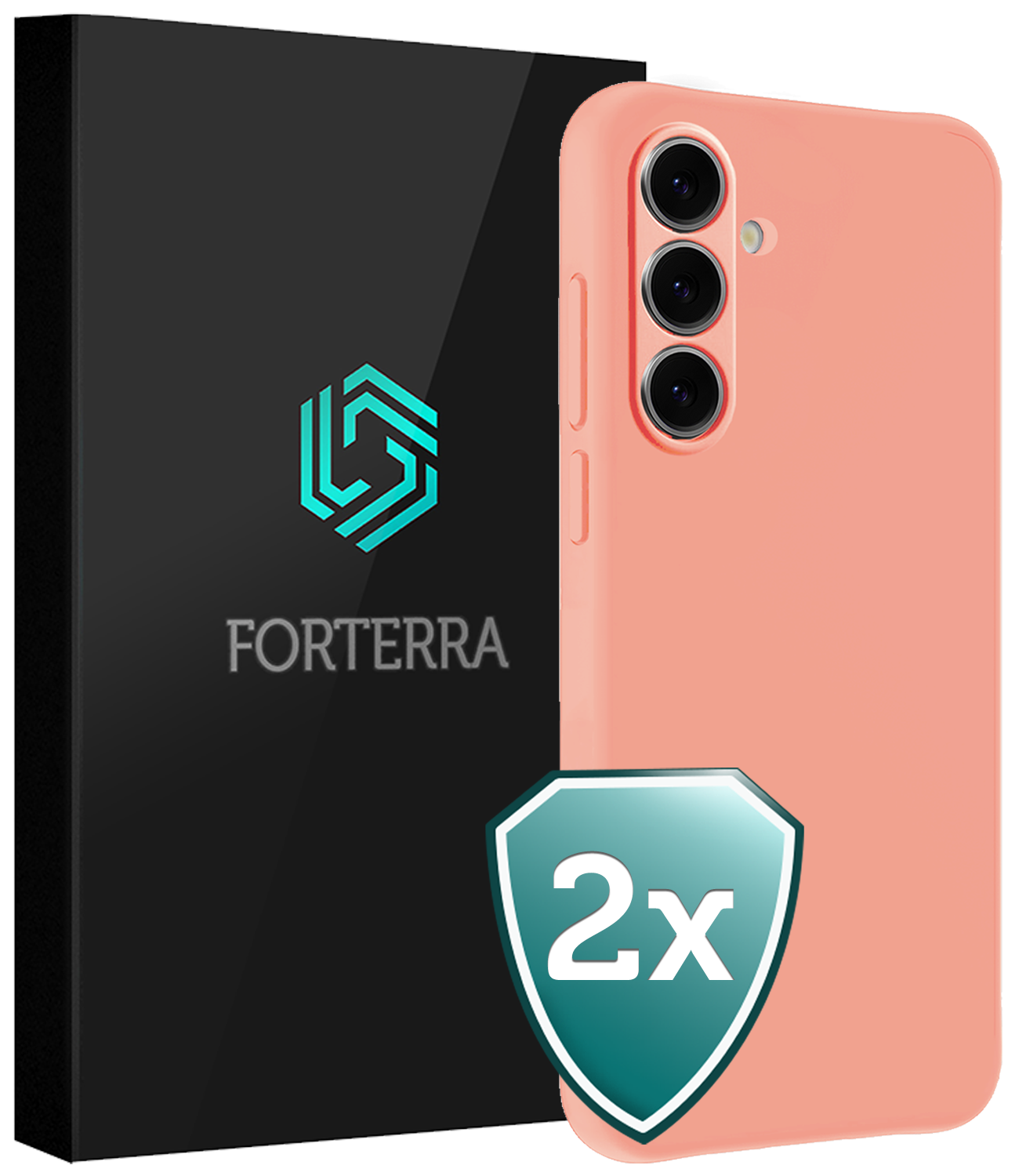 Forterra Hoesje Geschikt voor Samsung S24 FE Case Siliconen Hoes - Hoes Geschikt voor Samsung Galaxy S24 FE Hoesje Back Cover - Perzik - 2 PACK