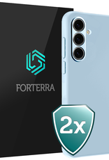 Forterra Hoesje Geschikt voor Samsung S24 FE Case Siliconen Hoes - Hoes Geschikt voor Samsung Galaxy S24 FE Hoesje Back Cover - Lichtblauw - 2 PACK