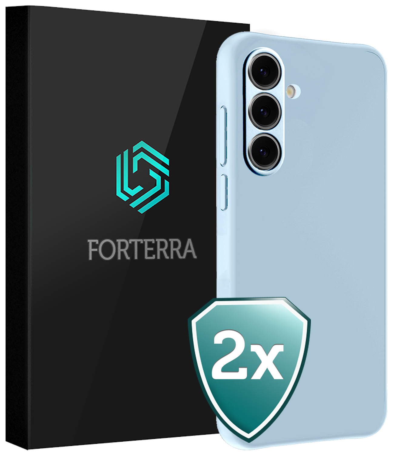 Forterra Hoesje Geschikt voor Samsung S24 FE Case Siliconen Hoes - Hoes Geschikt voor Samsung Galaxy S24 FE Hoesje Back Cover - Lichtblauw - 2 PACK