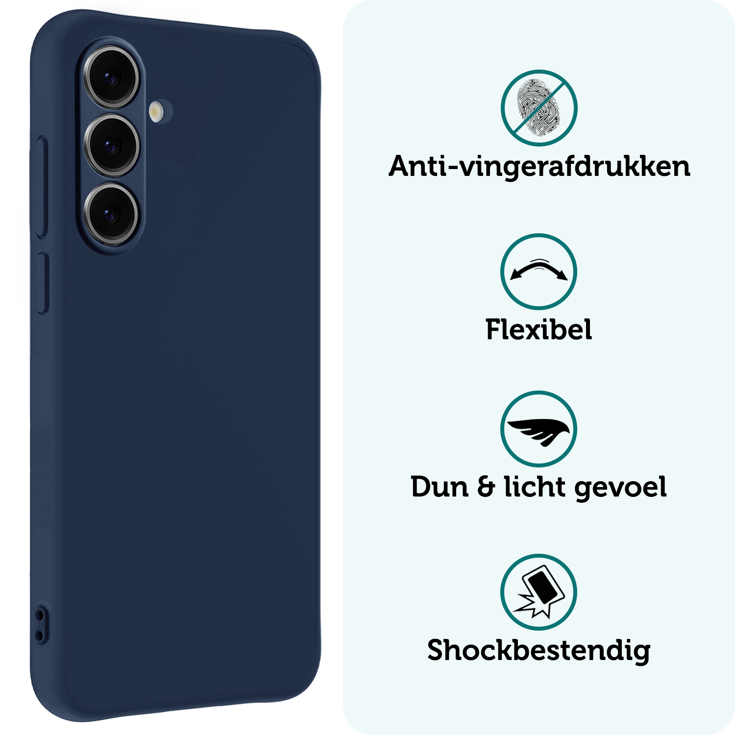 Forterra Hoesje Geschikt voor Samsung S24 FE Case Siliconen Hoes - Hoes Geschikt voor Samsung Galaxy S24 FE Hoesje Back Cover - Donkerblauw - 2 PACK