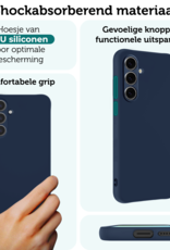 Forterra Hoesje Geschikt voor Samsung S24 FE Case Siliconen Hoes - Hoes Geschikt voor Samsung Galaxy S24 FE Hoesje Back Cover - Donkerblauw - 2 PACK