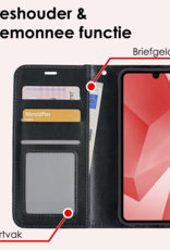 NoXx Hoes Geschikt voor Samsung A16 Hoesje Book Case Hoes Flip Cover Wallet Bookcase Met 2x Screenprotector - Zwart