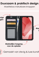 NoXx Hoes Geschikt voor Samsung A16 Hoesje Book Case Hoes Flip Cover Wallet Bookcase Met 2x Screenprotector - Zwart