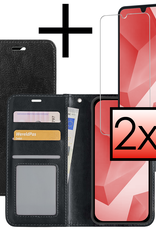 NoXx Hoes Geschikt voor Samsung A16 Hoesje Book Case Hoes Flip Cover Wallet Bookcase Met 2x Screenprotector - Zwart