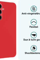 Forterra Hoesje Geschikt voor Samsung S24 FE Case Siliconen Hoes - Hoes Geschikt voor Samsung Galaxy S24 FE Hoesje Back Cover - Rood