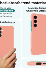 Forterra Hoesje Geschikt voor Samsung S24 FE Case Siliconen Hoes - Hoes Geschikt voor Samsung Galaxy S24 FE Hoesje Back Cover - Perzik