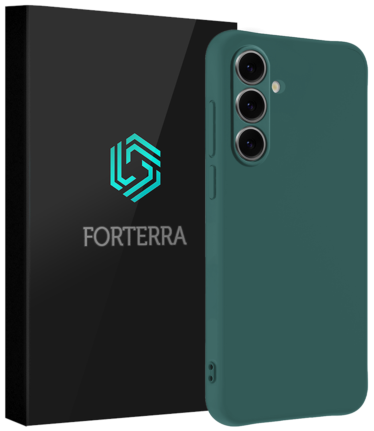 Forterra Hoesje Geschikt voor Samsung S24 FE Case Siliconen Hoes - Hoes Geschikt voor Samsung Galaxy S24 FE Hoesje Back Cover - Donkergroen