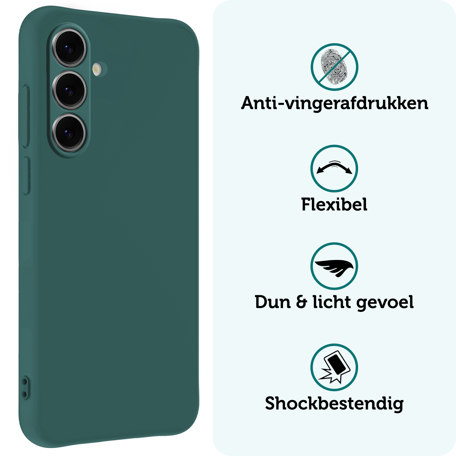 Forterra Hoesje Geschikt voor Samsung S24 FE Case Siliconen Hoes - Hoes Geschikt voor Samsung Galaxy S24 FE Hoesje Back Cover - Donkergroen