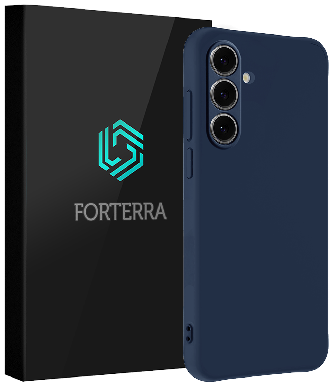 Forterra Hoesje Geschikt voor Samsung S24 FE Case Siliconen Hoes - Hoes Geschikt voor Samsung Galaxy S24 FE Hoesje Back Cover - Donkerblauw