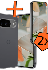 Nomfy Hoesje Geschikt voor Google Pixel 9 Hoesje Siliconen Case Hoes Met 2x Screenprotector - Hoes Geschikt voor Google Pixel 9 Hoes Cover Case - Transparant