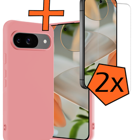 Nomfy Nomfy Google Pixel 9 Hoesje Siliconen Met 2x Screenprotector - Lichtroze