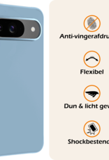 Nomfy Hoesje Geschikt voor Google Pixel 9 Hoesje Siliconen Case Hoes Met 2x Screenprotector - Hoes Geschikt voor Google Pixel 9 Hoes Cover Case - Lichtblauw