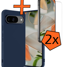 Nomfy Nomfy Google Pixel 9 Hoesje Siliconen Met 2x Screenprotector - Donkerblauw
