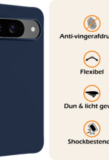 Nomfy Hoesje Geschikt voor Google Pixel 9 Hoesje Siliconen Case Hoes Met 2x Screenprotector - Hoes Geschikt voor Google Pixel 9 Hoes Cover Case - Donkerblauw