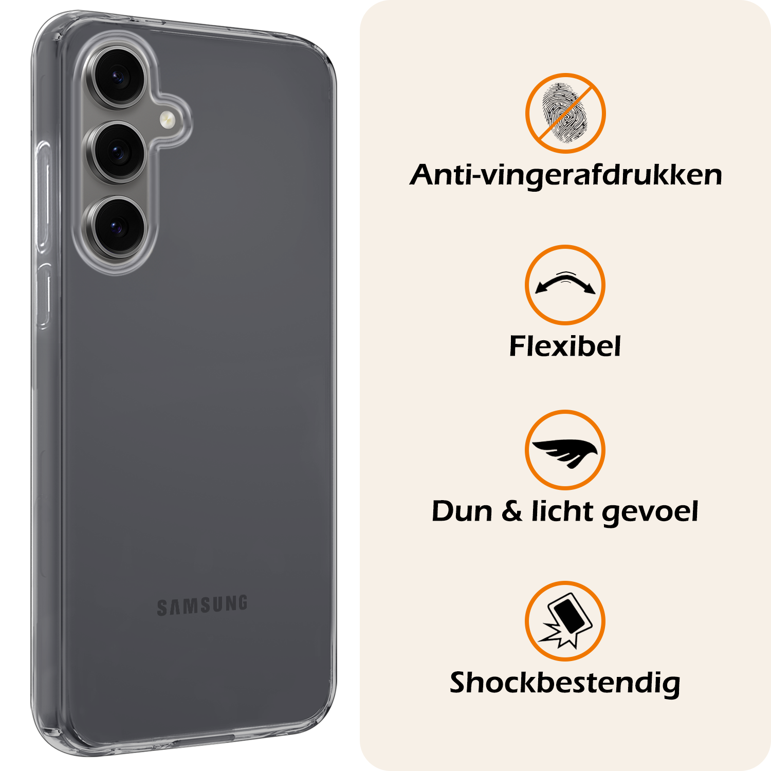 Nomfy Hoesje Geschikt voor Samsung S24 FE Hoesje Siliconen Cover Case - Hoes Geschikt voor Samsung Galaxy S24 FE Hoes Back Case - Transparant