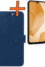 Nomfy Hoesje Geschikt voor Samsung A16 Hoes Bookcase Flipcase Book Cover Met Screenprotector - Hoes Geschikt voor Samsung Galaxy A16 Hoesje Book Case - Donkerblauw