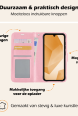 Nomfy Hoesje Geschikt voor Samsung A16 Hoes Bookcase Flipcase Book Cover Met Screenprotector - Hoes Geschikt voor Samsung Galaxy A16 Hoesje Book Case - Lichtroze