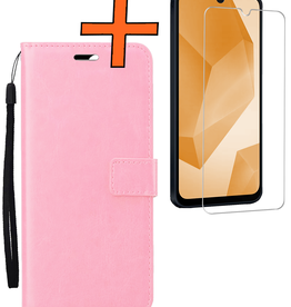 Nomfy Nomfy Samsung Galaxy A16 Hoesje Bookcase Met Screenprotector - Lichtroze