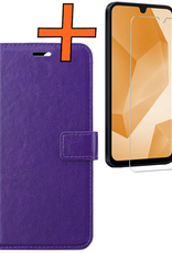 Nomfy Hoesje Geschikt voor Samsung A16 Hoes Bookcase Flipcase Book Cover Met Screenprotector - Hoes Geschikt voor Samsung Galaxy A16 Hoesje Book Case - Paars