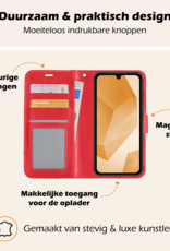 Nomfy Hoesje Geschikt voor Samsung A16 Hoes Bookcase Flipcase Book Cover Met Screenprotector - Hoes Geschikt voor Samsung Galaxy A16 Hoesje Book Case - Rood