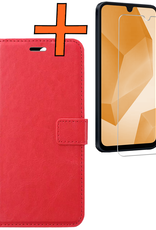 Nomfy Hoesje Geschikt voor Samsung A16 Hoes Bookcase Flipcase Book Cover Met Screenprotector - Hoes Geschikt voor Samsung Galaxy A16 Hoesje Book Case - Rood