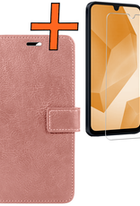 Nomfy Hoesje Geschikt voor Samsung A16 Hoes Bookcase Flipcase Book Cover Met Screenprotector - Hoes Geschikt voor Samsung Galaxy A16 Hoesje Book Case - Rosé goud