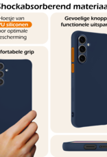 Nomfy Hoesje Geschikt voor Samsung S24 FE Hoesje Siliconen Cover Case - Hoes Geschikt voor Samsung Galaxy S24 FE Hoes Back Case - Donkerblauw