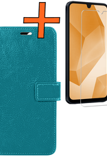 Nomfy Hoesje Geschikt voor Samsung A16 Hoes Bookcase Flipcase Book Cover Met Screenprotector - Hoes Geschikt voor Samsung Galaxy A16 Hoesje Book Case - Turquoise