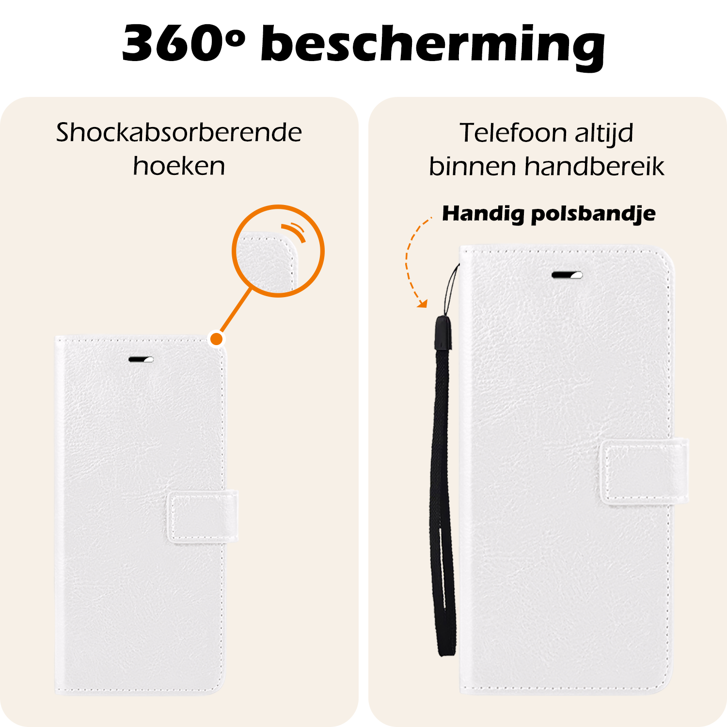 Nomfy Hoesje Geschikt voor Samsung A16 Hoes Bookcase Flipcase Book Cover Met Screenprotector - Hoes Geschikt voor Samsung Galaxy A16 Hoesje Book Case - Wit