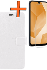Nomfy Hoesje Geschikt voor Samsung A16 Hoes Bookcase Flipcase Book Cover Met Screenprotector - Hoes Geschikt voor Samsung Galaxy A16 Hoesje Book Case - Wit