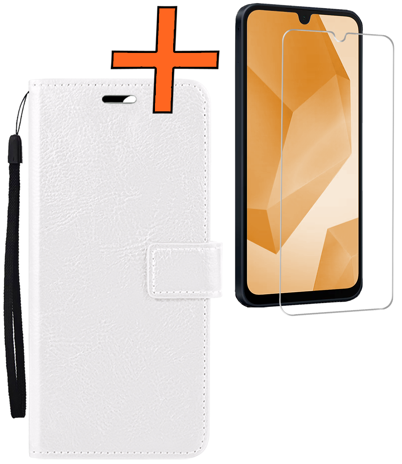 Nomfy Hoesje Geschikt voor Samsung A16 Hoes Bookcase Flipcase Book Cover Met Screenprotector - Hoes Geschikt voor Samsung Galaxy A16 Hoesje Book Case - Wit