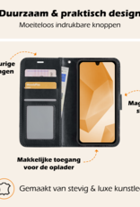 Nomfy Hoesje Geschikt voor Samsung A16 Hoes Bookcase Flipcase Book Cover Met Screenprotector - Hoes Geschikt voor Samsung Galaxy A16 Hoesje Book Case - Zwart