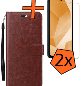 Nomfy Nomfy Samsung Galaxy A16 Hoesje Bookcase Met 2x Screenprotector - Bruin