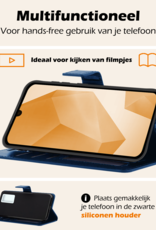 Nomfy Hoesje Geschikt voor Samsung A16 Hoes Bookcase Flipcase Book Cover Met 2x Screenprotector - Hoes Geschikt voor Samsung Galaxy A16 Hoesje Book Case - Donkerblauw