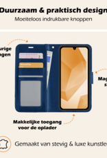 Nomfy Hoesje Geschikt voor Samsung A16 Hoes Bookcase Flipcase Book Cover Met 2x Screenprotector - Hoes Geschikt voor Samsung Galaxy A16 Hoesje Book Case - Donkerblauw