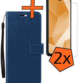Nomfy Nomfy Samsung Galaxy A16 Hoesje Bookcase Met 2x Screenprotector - Donkerblauw