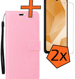 Nomfy Nomfy Samsung Galaxy A16 Hoesje Bookcase Met 2x Screenprotector - Lichtroze