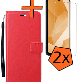 Nomfy Nomfy Samsung Galaxy A16 Hoesje Bookcase Met 2x Screenprotector - Rood